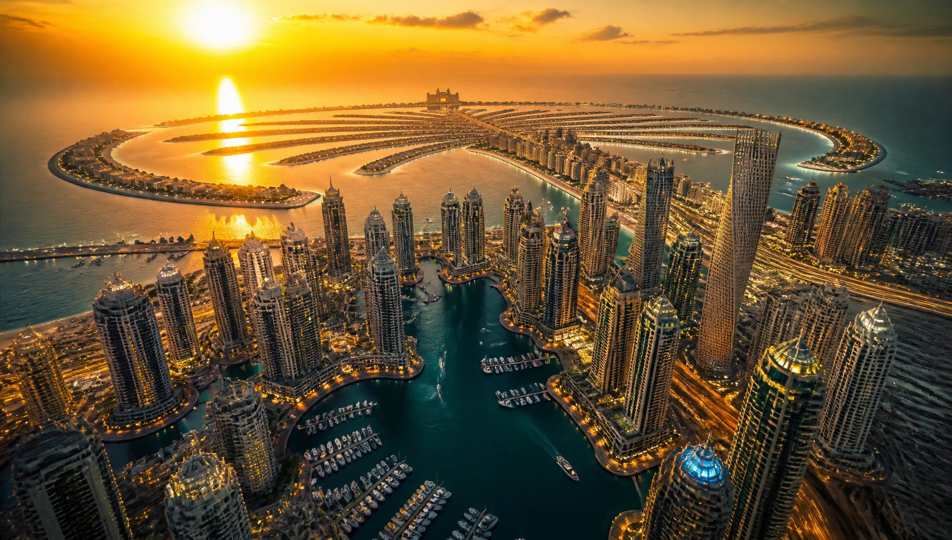 Dubai Marina ao entardecer